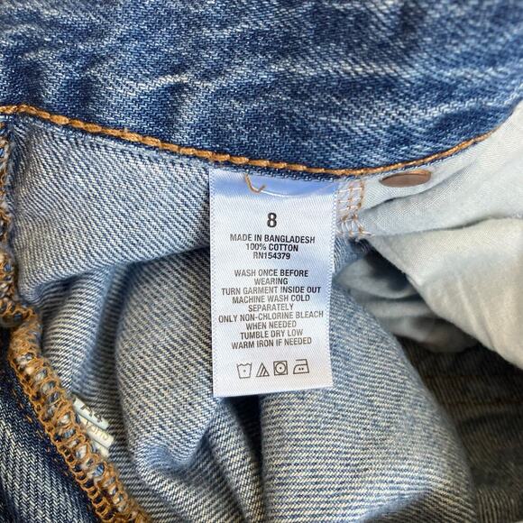 Aeropostale Sz 8 Skater Jeans Relaxed Wide Leg Distressed Ripped Knees Mid Wash - Picture 15 of 16